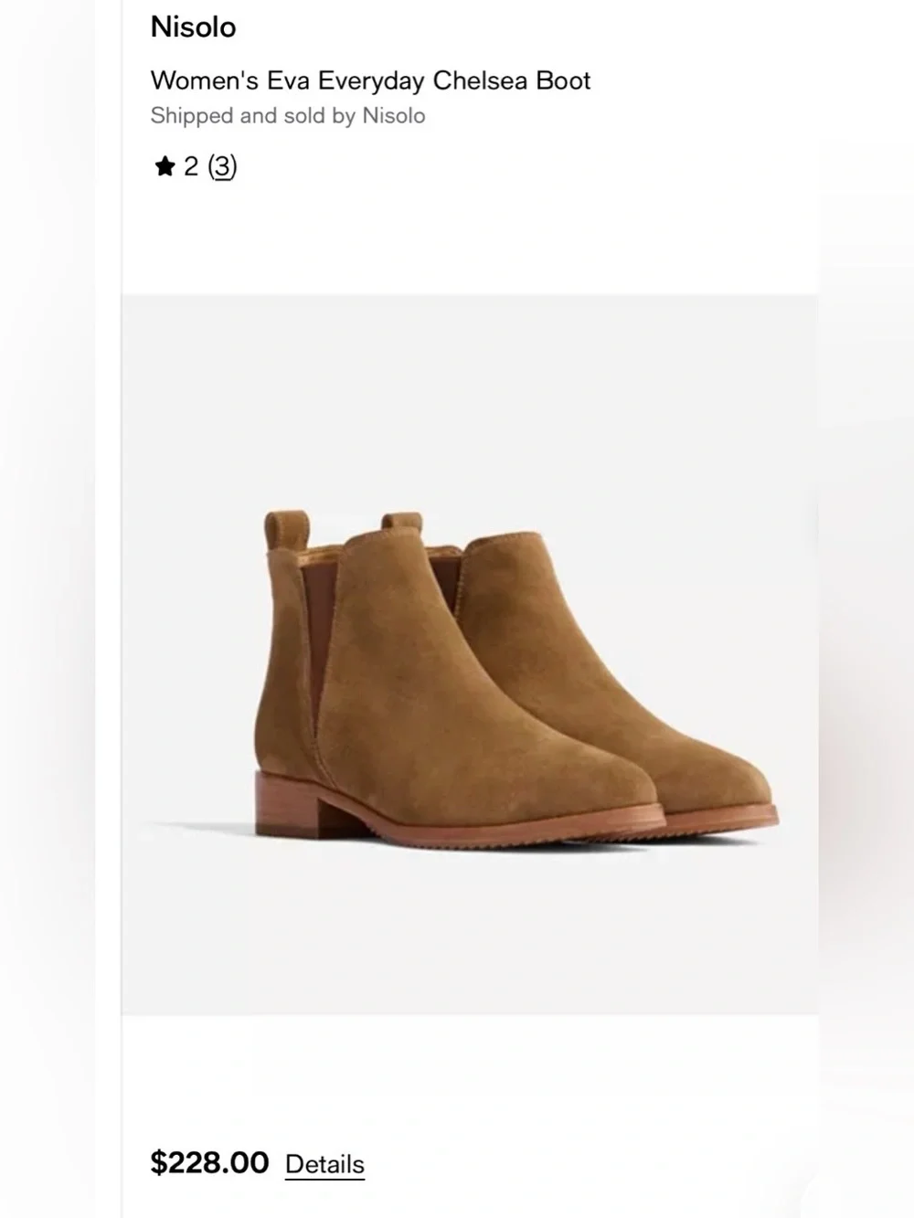 NISOLO Sz 9 Eva Everyday Brown Suede Chelsea Ankle Boots Orig $228 Exc Cond